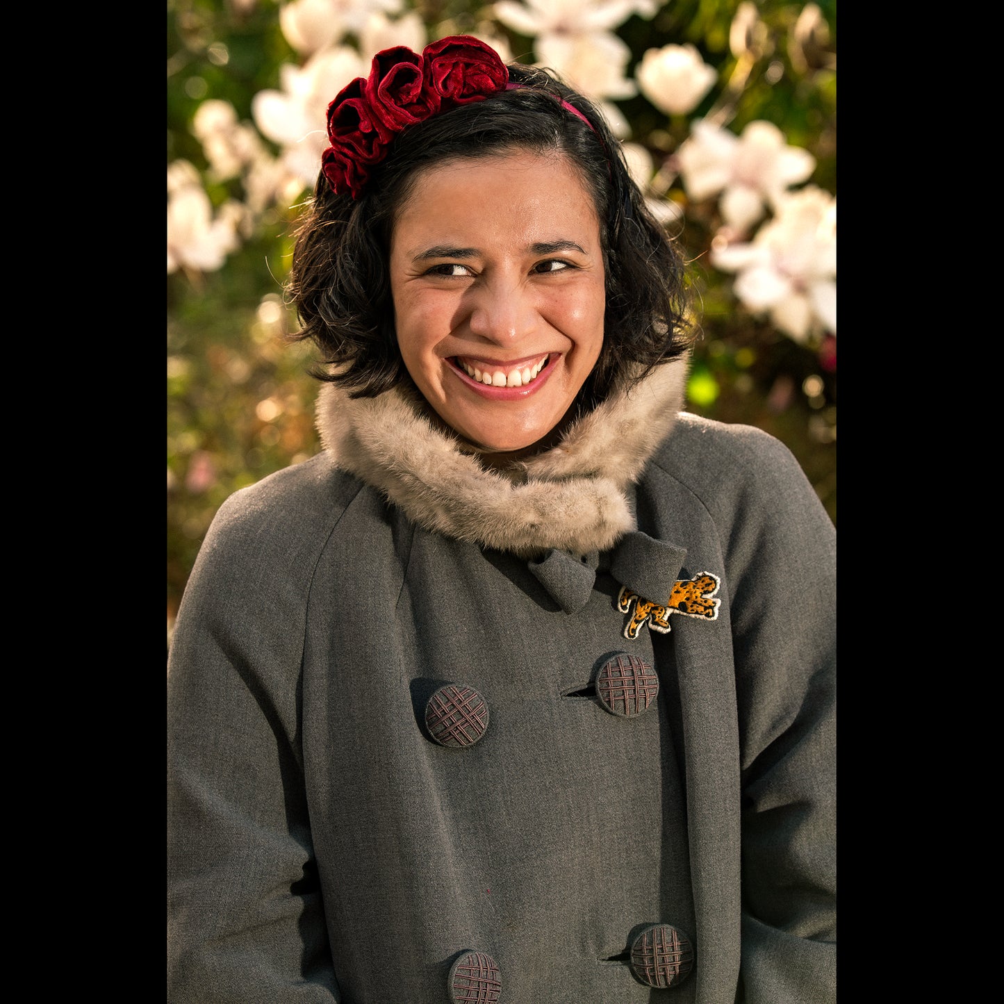 Red Silk Velvet Floral Headband