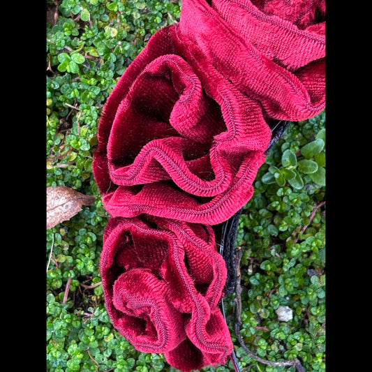 Red Silk Velvet Floral Headband