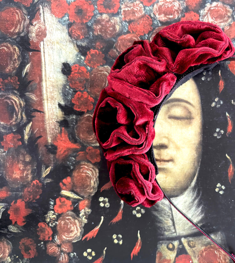 Handcrafted red floral headband