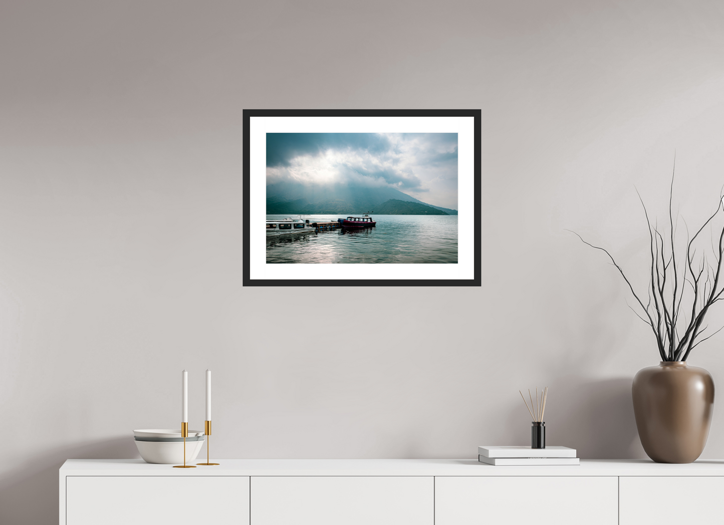 23.3 x 16″, Framed Fine Art Print Lake Atitlán