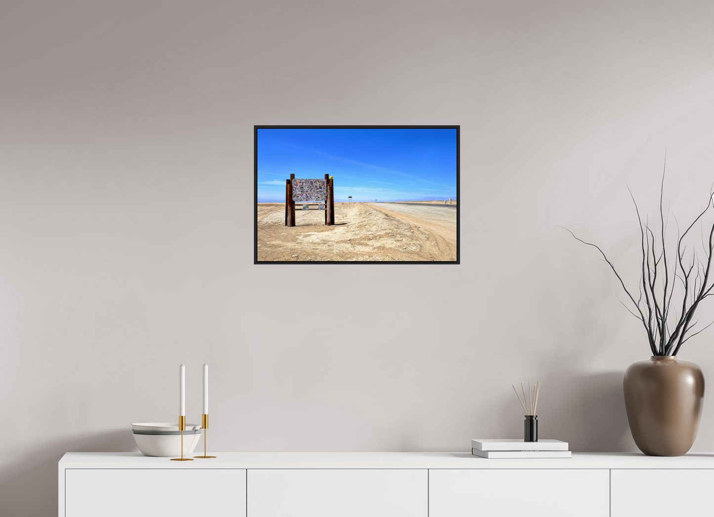 24 x 16″, Framed Acrylic Photo Print Highway Sign