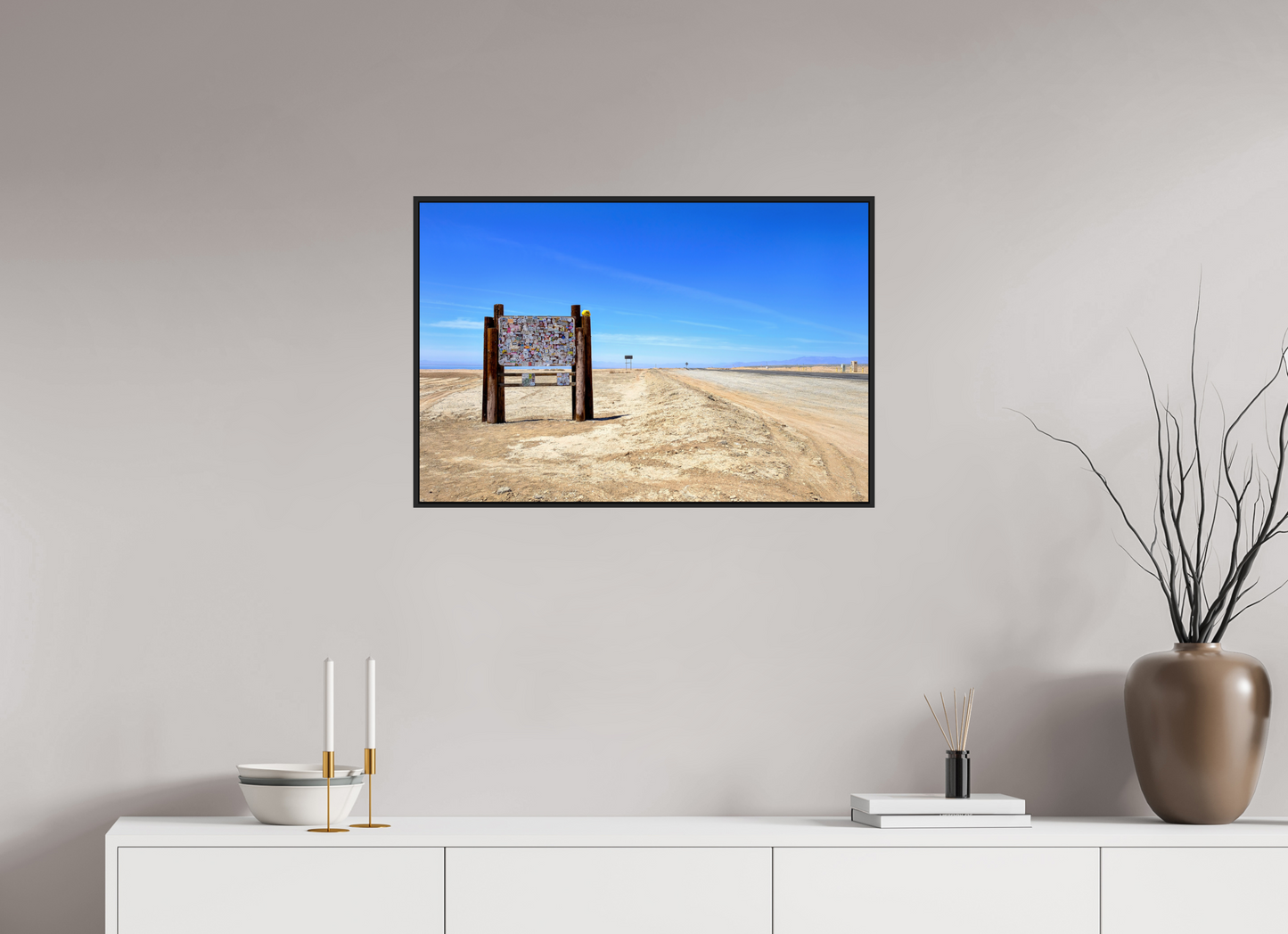 30 x 20″, Framed Acrylic Photo Print Highway Sign