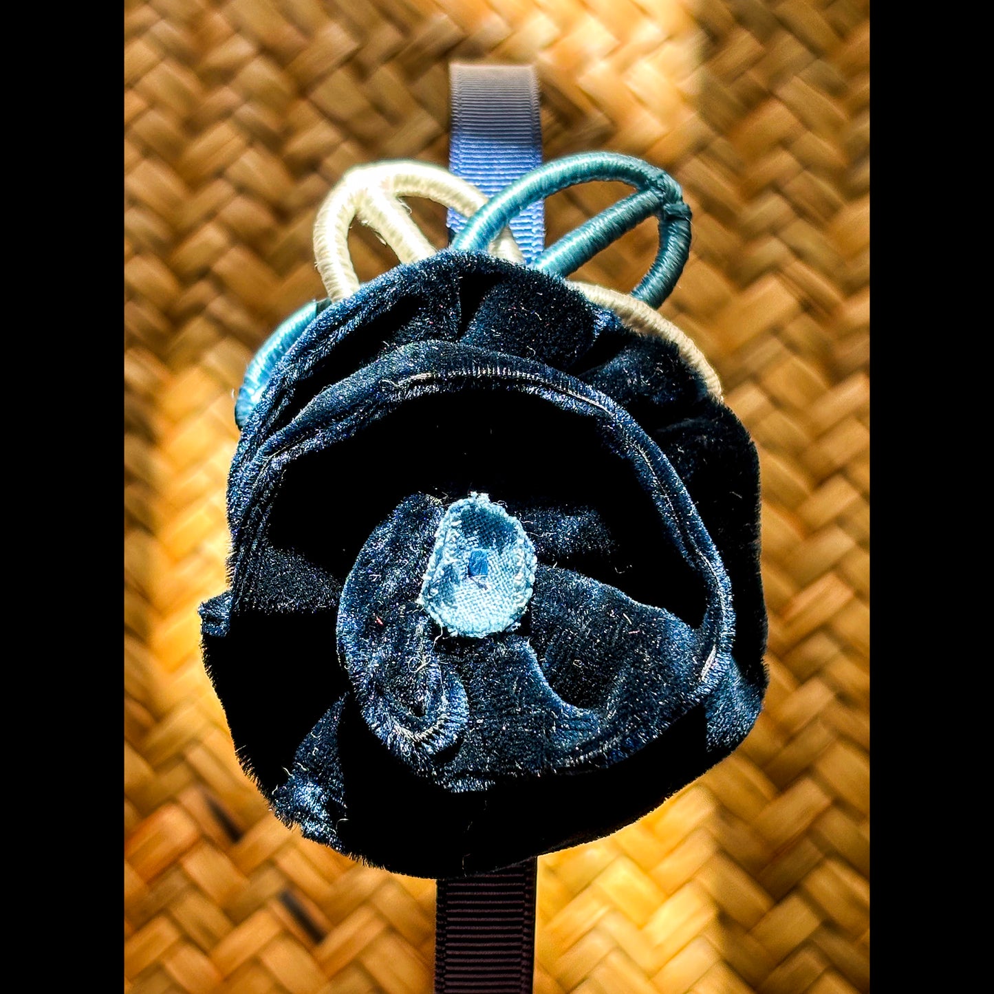 Handmade Blue Velvet Flower Headband