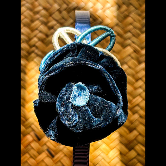 Handmade Blue Velvet Flower Headband