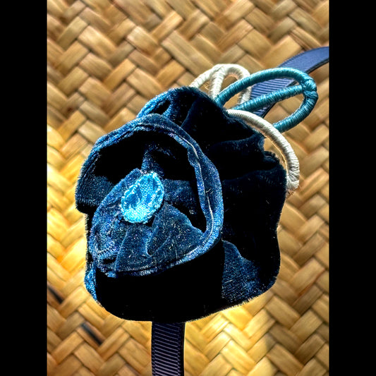 Handmade Blue Velvet Flower Headband