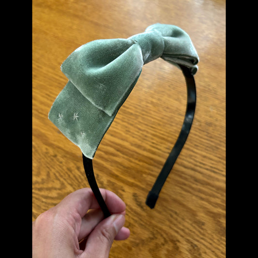 Soft Sculpted Bow Headband in Mint Velvet