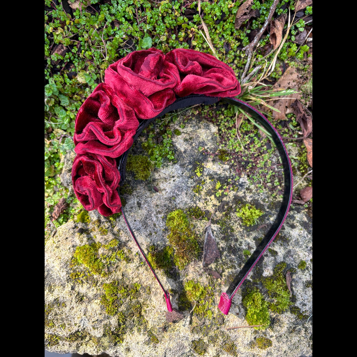 Red Silk Velvet Floral Headband